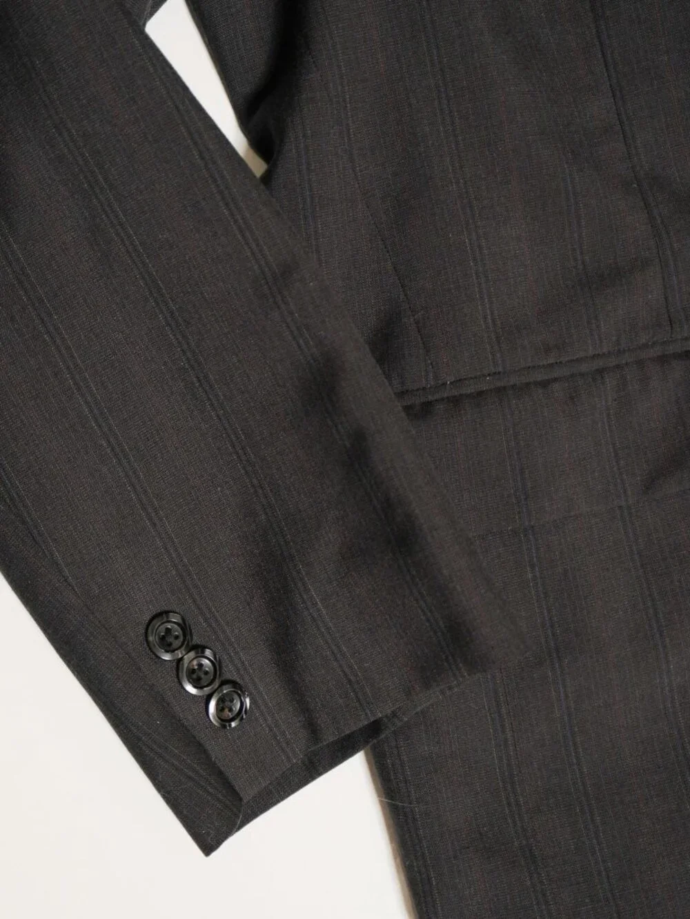 Vintage MINOVA ENGLAND Super 110's Black Wool Striped Blazer - Picture 3 of 12